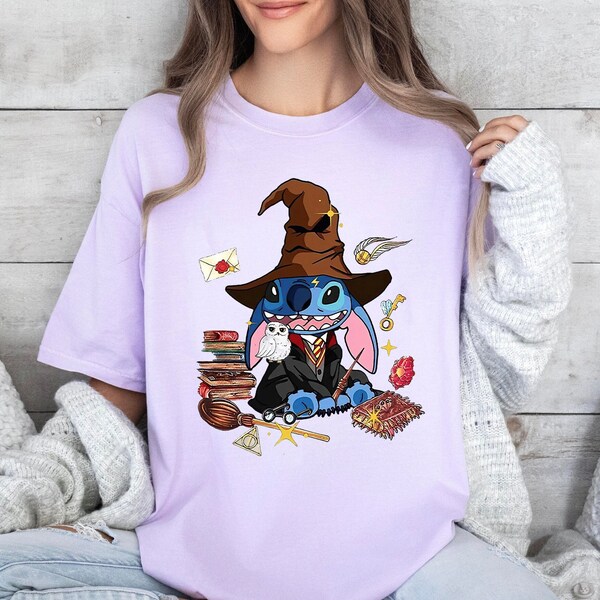 Stitch Witch Disney Trip Wizard Harry Potter Universal Studios Shirt, Stitch Lover Gift, Sorting Hat Shirt, Hogwarts Shirt