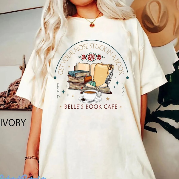 Vintage Disney Belle’s Book Cafe Est 1991 Comfort Color Shirt,Retro Beauty and The Beast Inspired Sweatshirt,Disney Princess Belle Shirt