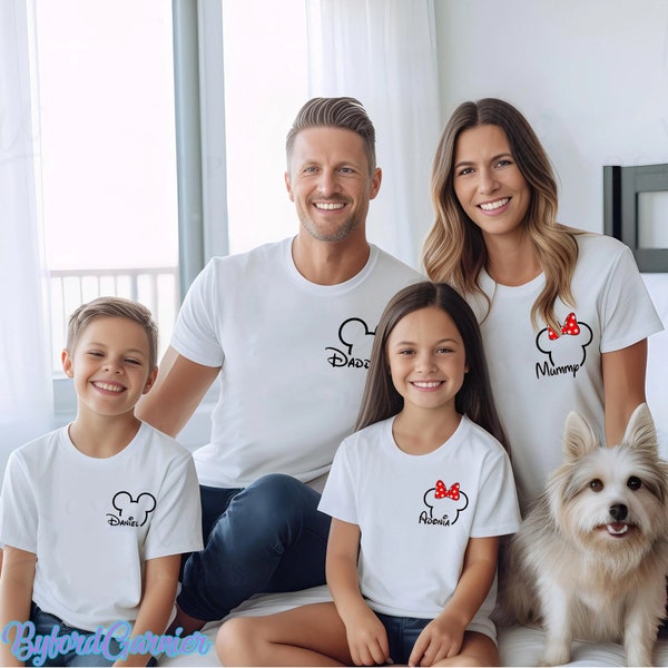 Custom Disney Pocket T-shirt, Personalized Matching Family Tee, Minimalist Disney Family Vacation Shirt, Holiday Family Gift, Mickey Mause