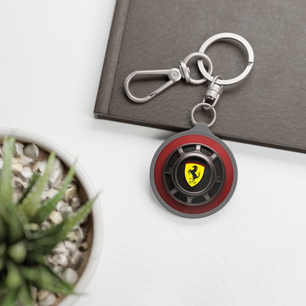 Porte-clés de voiture avec logo Ferrari - Porte-clés en métal, plaque acrylique et coque en TPU - Accessoire élégant pour passionné de voiture - Cadeau parfait pour les amoureux de l'automobile