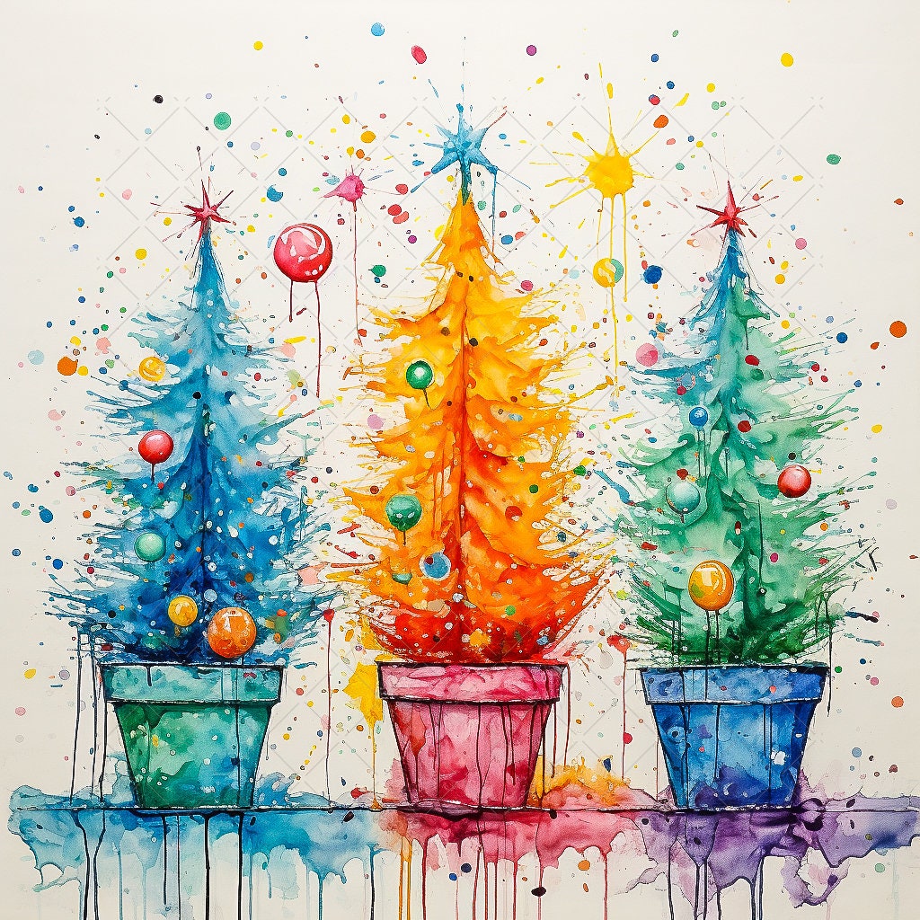 Watercolor christmas tree discount