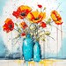 Poppy Flowers in Vase Bundle Clipart, 10 High Quality JPG, Watercolor ...