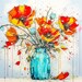 Poppy Flowers in Vase Bundle Clipart, 10 High Quality JPG, Watercolor ...