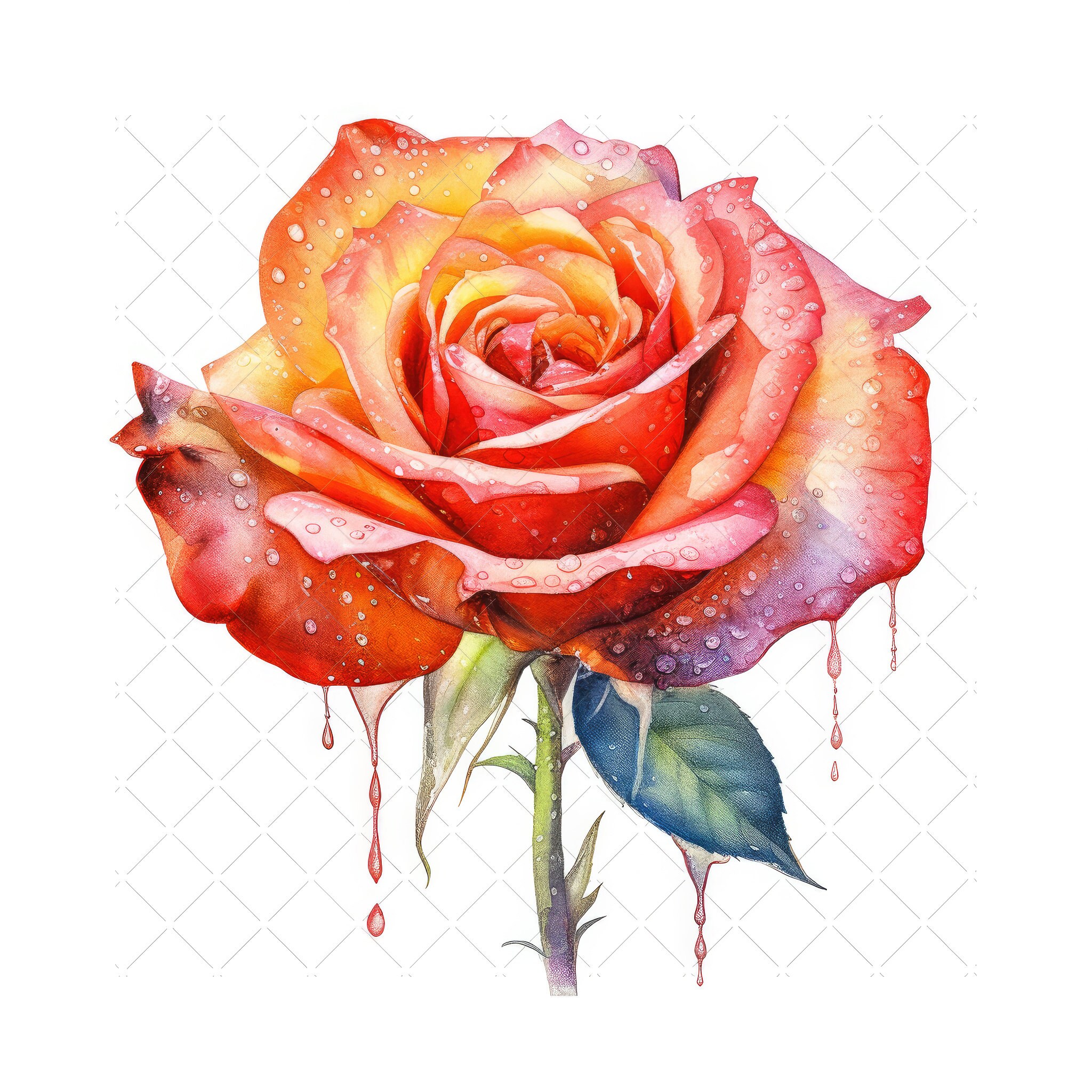 Watercolor Rose Flower Bundle Clipart 10 High Quality Jpgs - Etsy