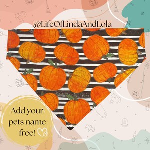 Bandana para perro o mascota con rayas de calabaza sobre el collar, brillante, otoño, Halloween, Acción de Gracias, paleta de colores múltiples, bandana para gato, bandana para perro