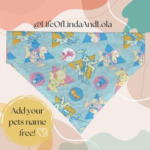 Rocko's over the collar dog / pet bandana, novelty, funny, cute, cartoon, 90's, party, multi color pallet, cat / dog bandana