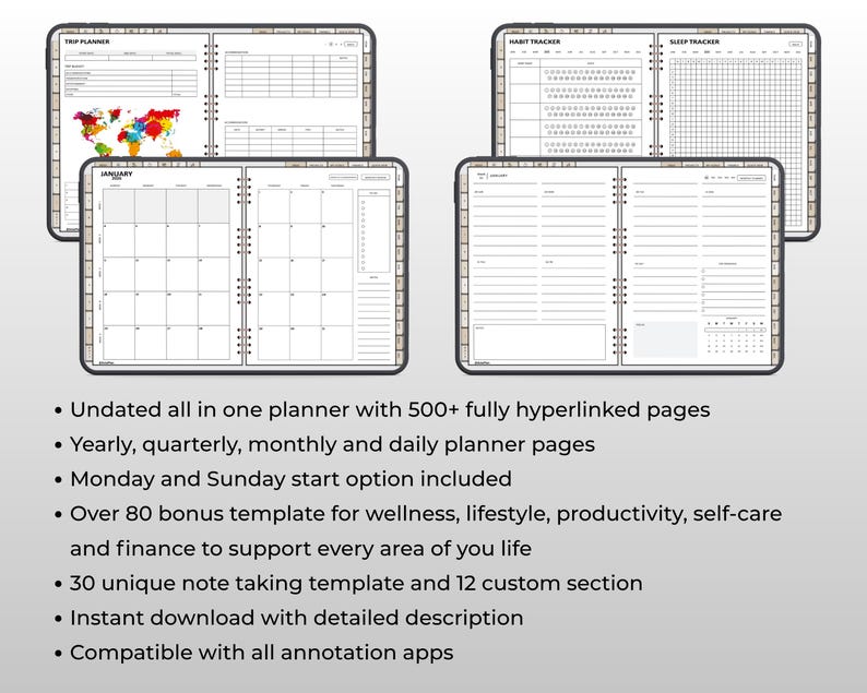 2026 Digital Planner, Undated Journal, Goodnotes Template (digital ...