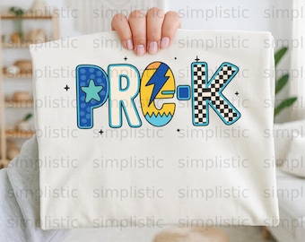 Pre-K Digital Download PNG File for Back to School Retro Teacher Student Art | Colorful Preschool Kids Design | First Day of School
