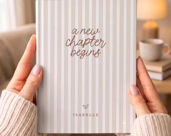 A New Chapter Begins Hardcover Journal | Lined Notebook, Striped Neutral Cover