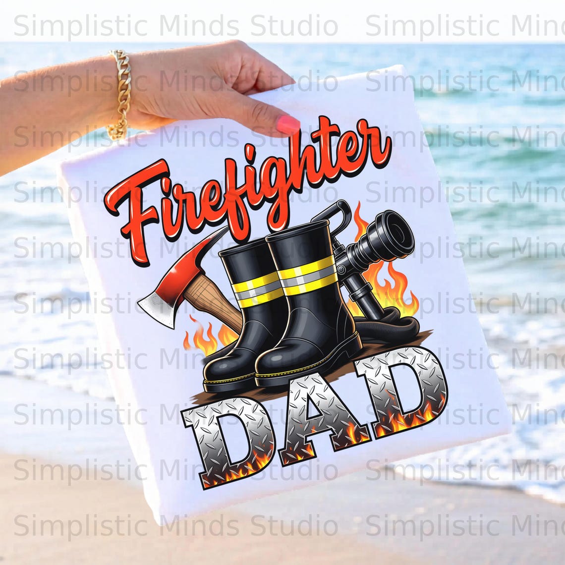 Firefighter Dad PNG Fathers Day Sublimation, Fire Dad Shirt PNG Digital ...
