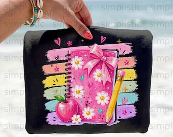 Cute Pink Daisy Teacher Design Digital Download PNG File - Back to School Apple Pencil Notebook Art