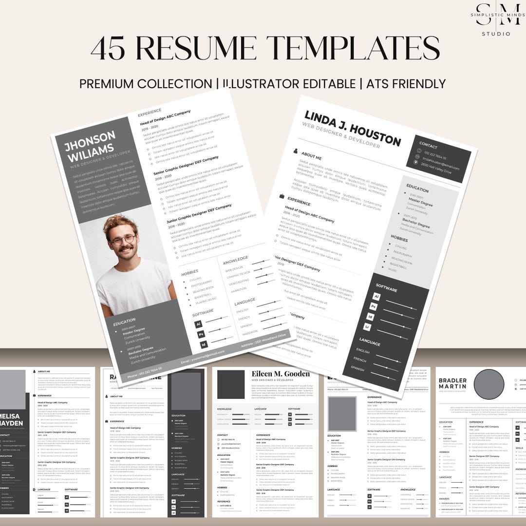 45 Resume Templates Mega Bundle | Editable & Printable (instant ...
