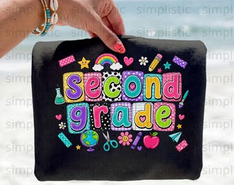 Second Grade Digital Download PNG | Back to School Teacher Student File | Cute Elementary School Design for Shirt & Crafts