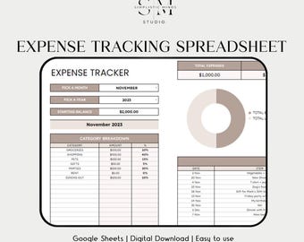 Expense Tracker Google Spreadsheet, Personal Finance Planner (Digital Download)