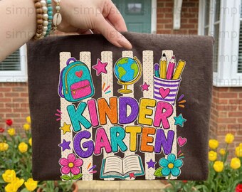 Kindergarten Digital PNG, Back To School Sublimation Design, Teacher Appreciation Gift, First Day of School Student Graphic