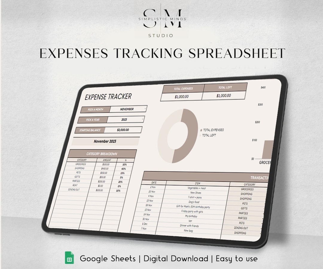 Expense Tracker Google Sheet, Personal Finance Planner (digital ...