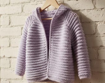 Children's Hoodie Crochet Pattern, Kids Hooded Pullover, Kids Crochet Sweater, Kid's Crochet Hoodie, Kids Sizes 6-24 Months