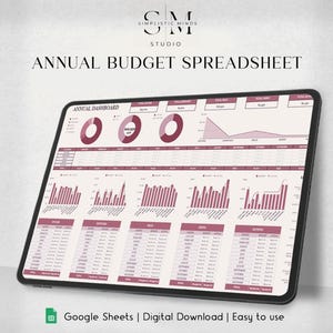 Annual Budget Spreadsheet for Google Sheets, Budget Planner, Budget Template, Yearly Budget Template, Budget Tracker, Personal Budget