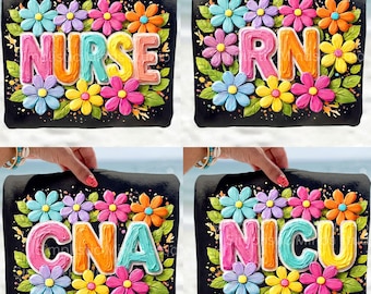 Floral Nurse png Bundle Sublimation, Rn CNA NICU Vibrant Flower Letter Nurse Shirt png, CNA Nurse Digital Download, Nurse Gift Png