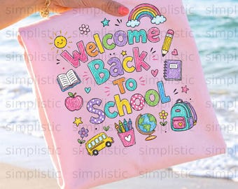 Welcome Back To School PNG Digital Download for Teachers and Students - Faux Crayon Effect Clipart for Classroom Decor, First Day Gifts &