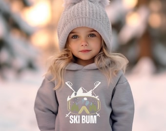 Sweat à capuche en polaire pour tout-petit - Ski nordique Bum ! Sweatshirt montagne, lunettes de ski, design graphique hiver skieur-snowboarder, cadeau jeune skieur