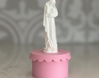 First Communion Keepsake Box, colorful nightlight, Madonna and Child statue, Eucharist dish, rosary holder