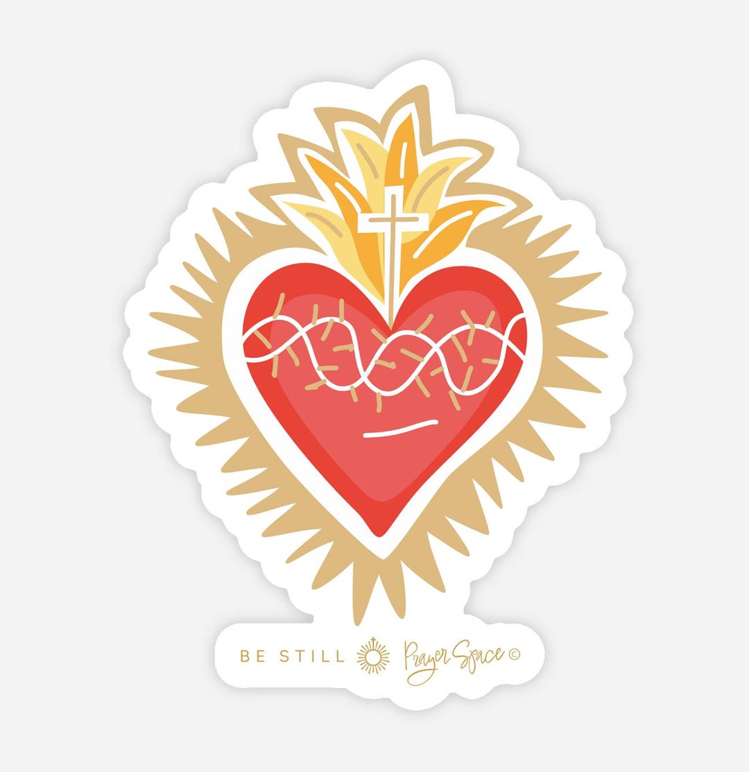 Sacred Heart Sticker Catholic Vinyl Decal for Laptop, Water Bottle
