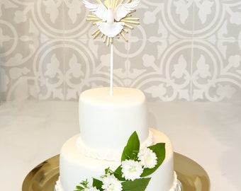 Décoration pour gâteau Colombe du Saint-Esprit, première communion, confirmation