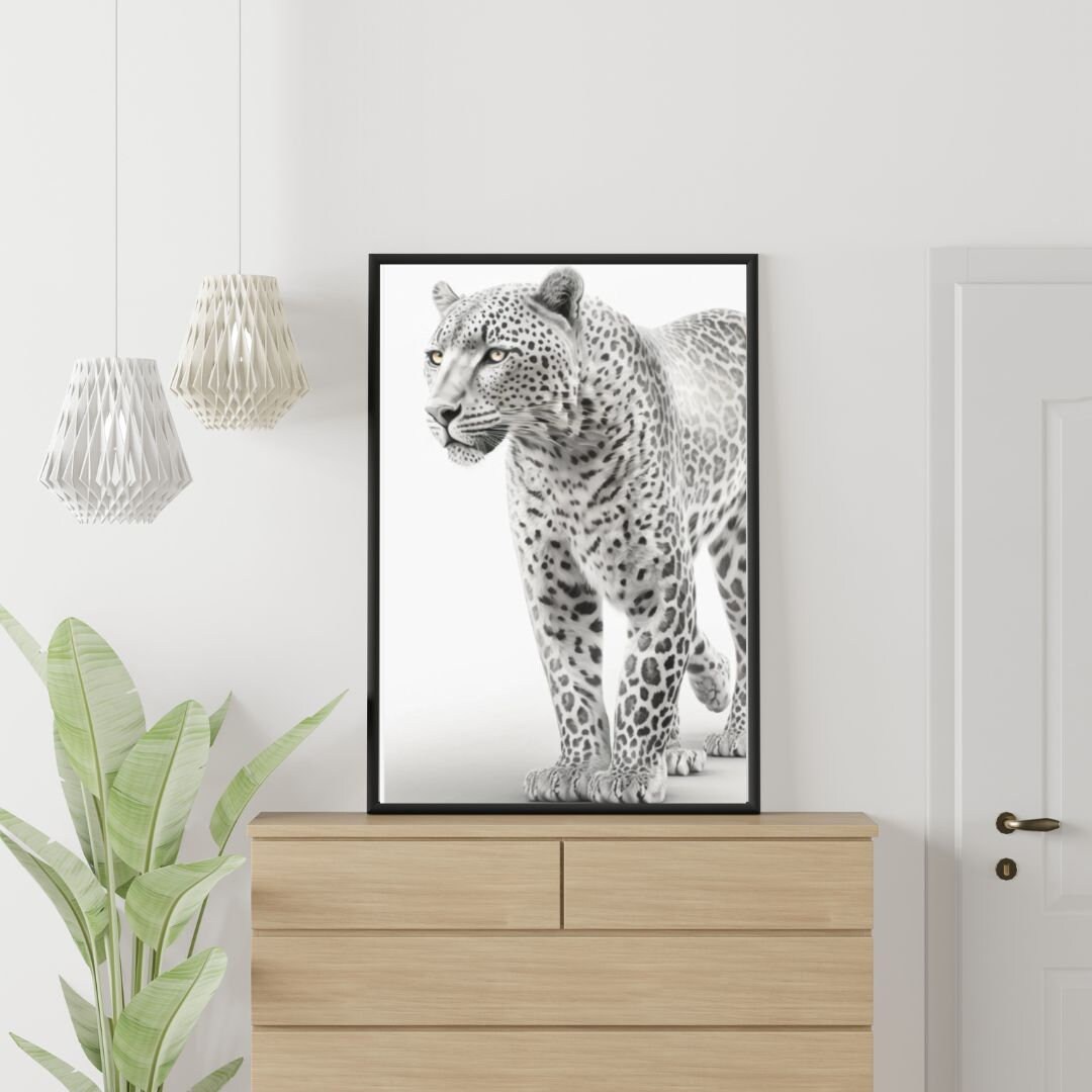 Black and White Leopard Wall Art Print / Poster Contemporary Etsy