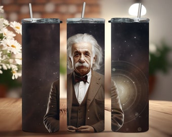 Stampa a sublimazione di Albert Einstein da 20 oz per bicchieri, download digitale di alta qualità, formato JPG e PNG, stampabile.