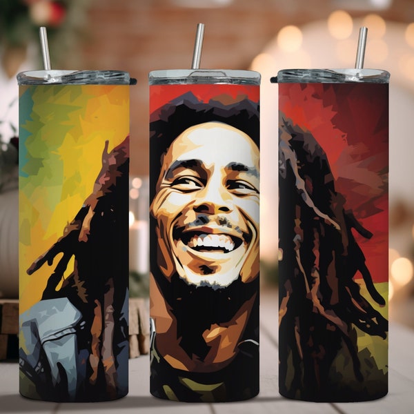 Legendary Bob Marley 20 oz Tumbler Wrap Sublimation Design, Instant Digital Download PNG/JPG