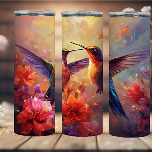 Coupled Hummingbirds 20 oz Tumbler Wrap Sublimation Design, Instant Digital Download PNG/JPG