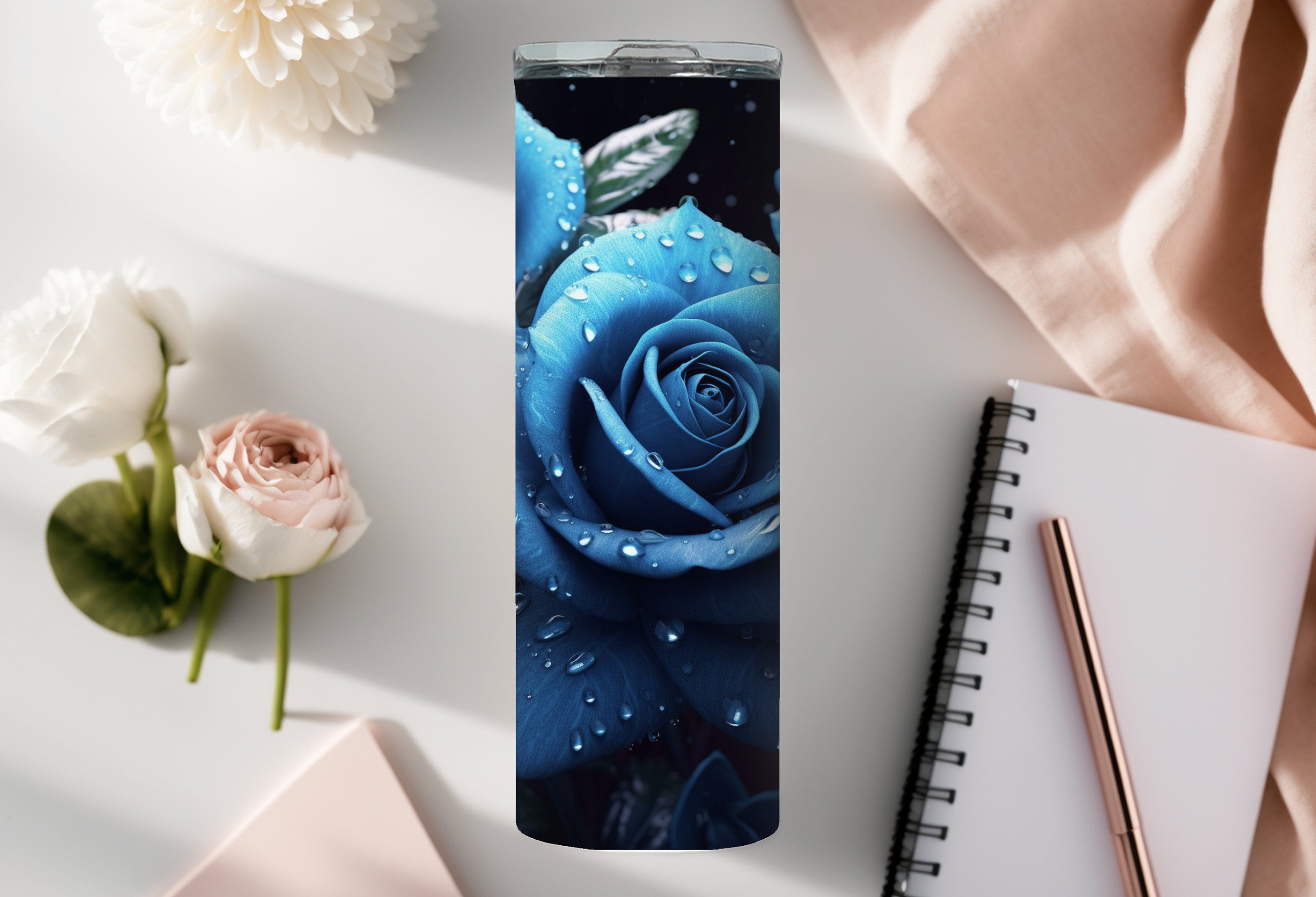 3D Blue Roses 20 Oz Tumbler Wrap Sublimation Design, Instant Digital ...