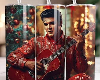 Christmas Elvis 20 oz Tumbler Wrap Sublimation Design (Digital Download)