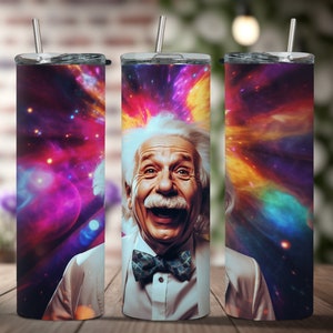 Colorful Albert Einstein 20 oz Tumbler Wrap Sublimation Design, High Quality Digital Download, JPG and PNG format, Printable Tumbler Wrap