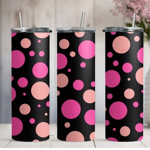 Pink Polka Dots 20 oz Tumbler Wrap Sublimation Design, Instant Digital Download PNG/JPG