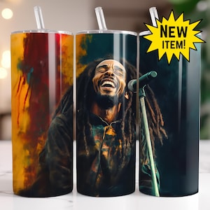 Bob Marley Singing 20 oz Tumbler Wrap Sublimation Design, High Quality Digital Download, JPG and PNG format, Printable Tumbler Wrap
