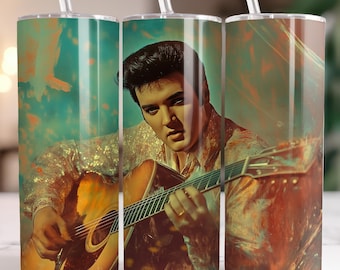King Elvis 20 oz Tumbler Wrap Sublimation Design (PNG, JPG Digital Download)