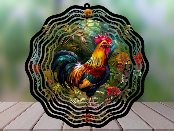 Majestic Rooster PNG Wind Spinner Sublimation Design, High Quality PNG for Sublimation, 11 in. X 11 in.