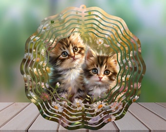 Kittens Wind Spinner Sublimation Design PNG (Digital Download)
