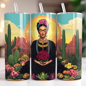 Enlightened Frida 20 oz Tumbler Wrap Sublimation Design, High Quality Digital Download, JPG and PNG format, Printable Tumbler Wrap