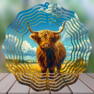 Highland Cow Art PNG Wind Spinner Sublimation Design, High Quality PNG for Sublimation, 11 in. X 11 in.