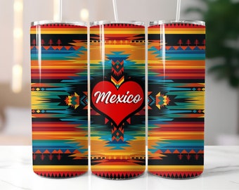 Heart Mexico Tumbler Wrap Sublimation Design (Digital Download)