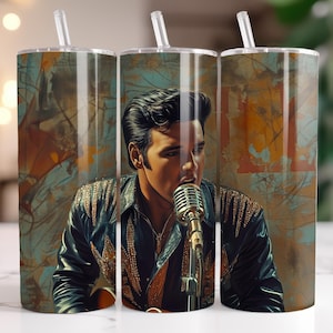 Elvis Presley Singing 20 oz Tumbler Wrap Sublimation Design, hochwertiger digitaler Download, JPG- und PNG-Format, Printable Tumbler Wrap