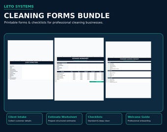 Cleaning Business Forms Bundle | Cleaning Checklist Templates | Client Intake & Estimate Forms