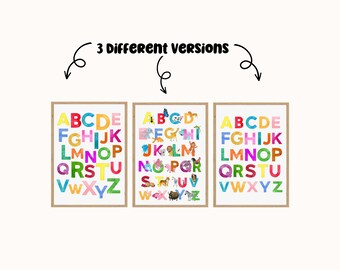 Rainbow Alphabet Poster, Educational Wall Art Printable, Homeschool ...