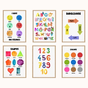 Set Of 12 Homeschool Wall Art Printables, Educational Wall Art, Montessori Classroom Decor, Toddler Playroom Printables, Digital Prints