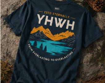 Camiseta cristã com estampa YHWH, camiseta da montanha Yahweh, roupa de rua religiosa baseada na fé