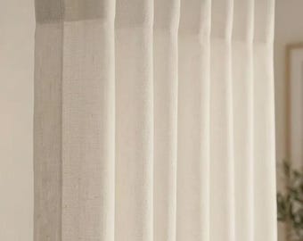 S Fold Wave Sheer Linen Curtains | Custom Size S-Wave Drapes | 3 Colors