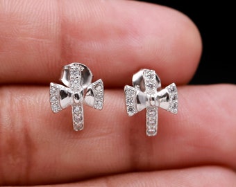 Pendiente de arco de plata, pendientes de arco diminutos pendientes delicados, pendiente de arco de plata minimalista SJU 193